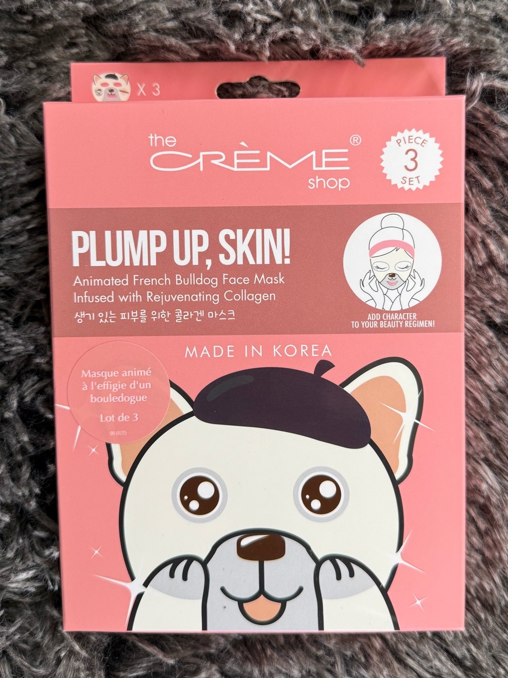 the CRÈME shop Plump Up, Skin! French Bulldog Face Mask - Pack of 3